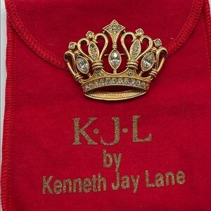 Kenneth Jay Lane Regal Gold Crown Pin